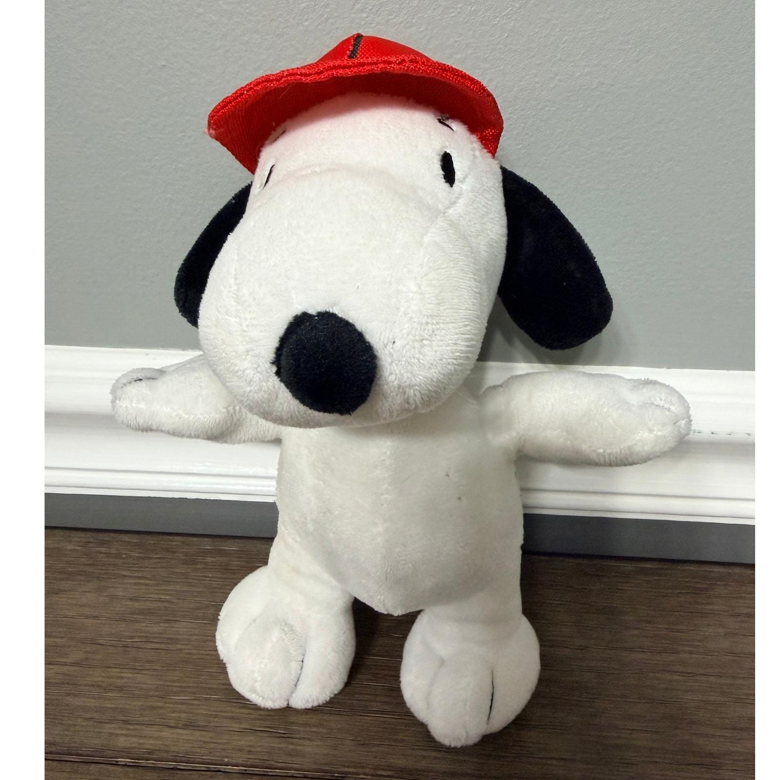 Peanuts Snoopy Plush Red Hat Orange Collar Stuffed Animal Toy RARE