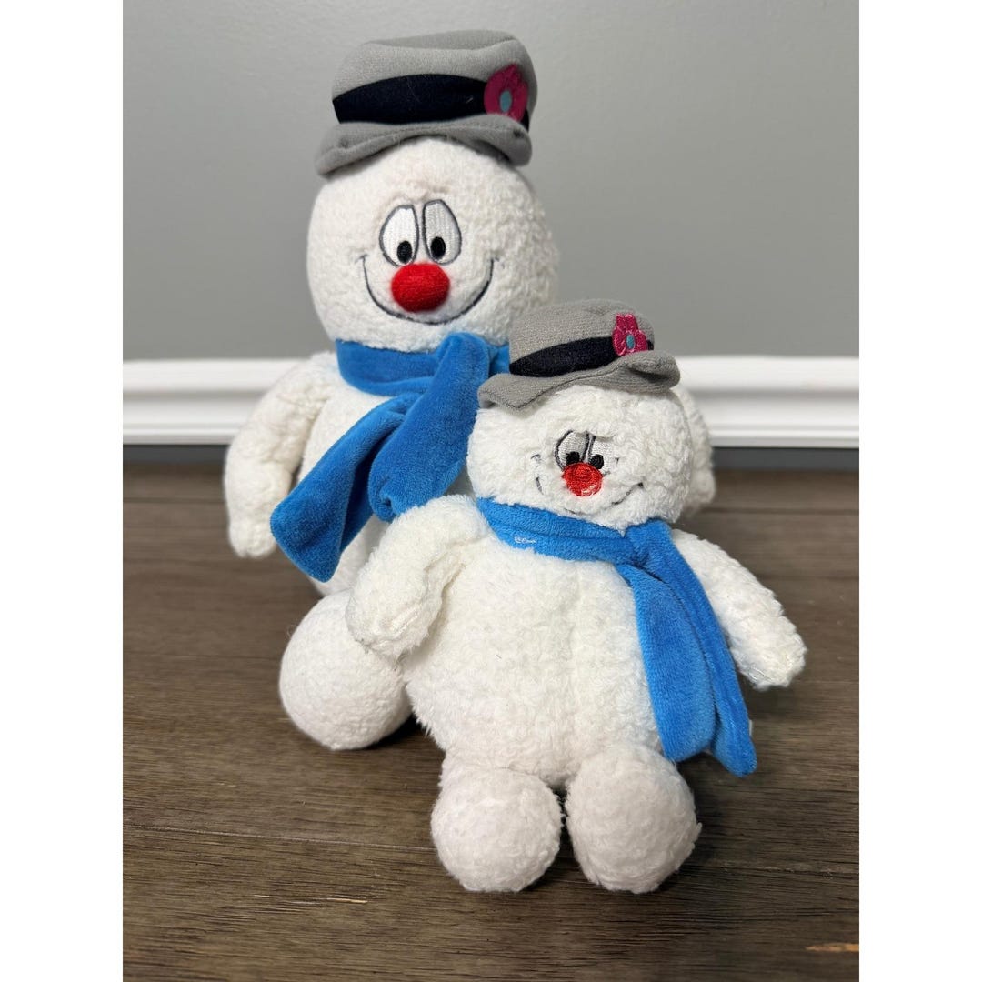Frosty the Snowman Plush Toys Set Two Cute Snowmen Blue Scarves Hats - Etsy