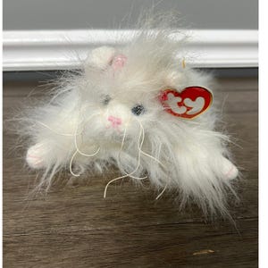 Vtg 2001 TY Attic Treasures Genevieve White Cat Plush Stuffed Animal Toy image 1