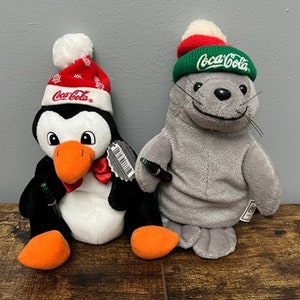 Coca-Cola Holiday Penguin and Seal Bean Bag Plush Set