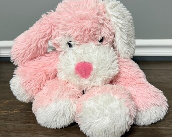 Cachorro peludo Circo rosa y blanco con pañuelo de peluche