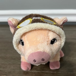 Pig Plush Aviator Hat Pilot Goggles Stuffed Animal Toy Kids Children