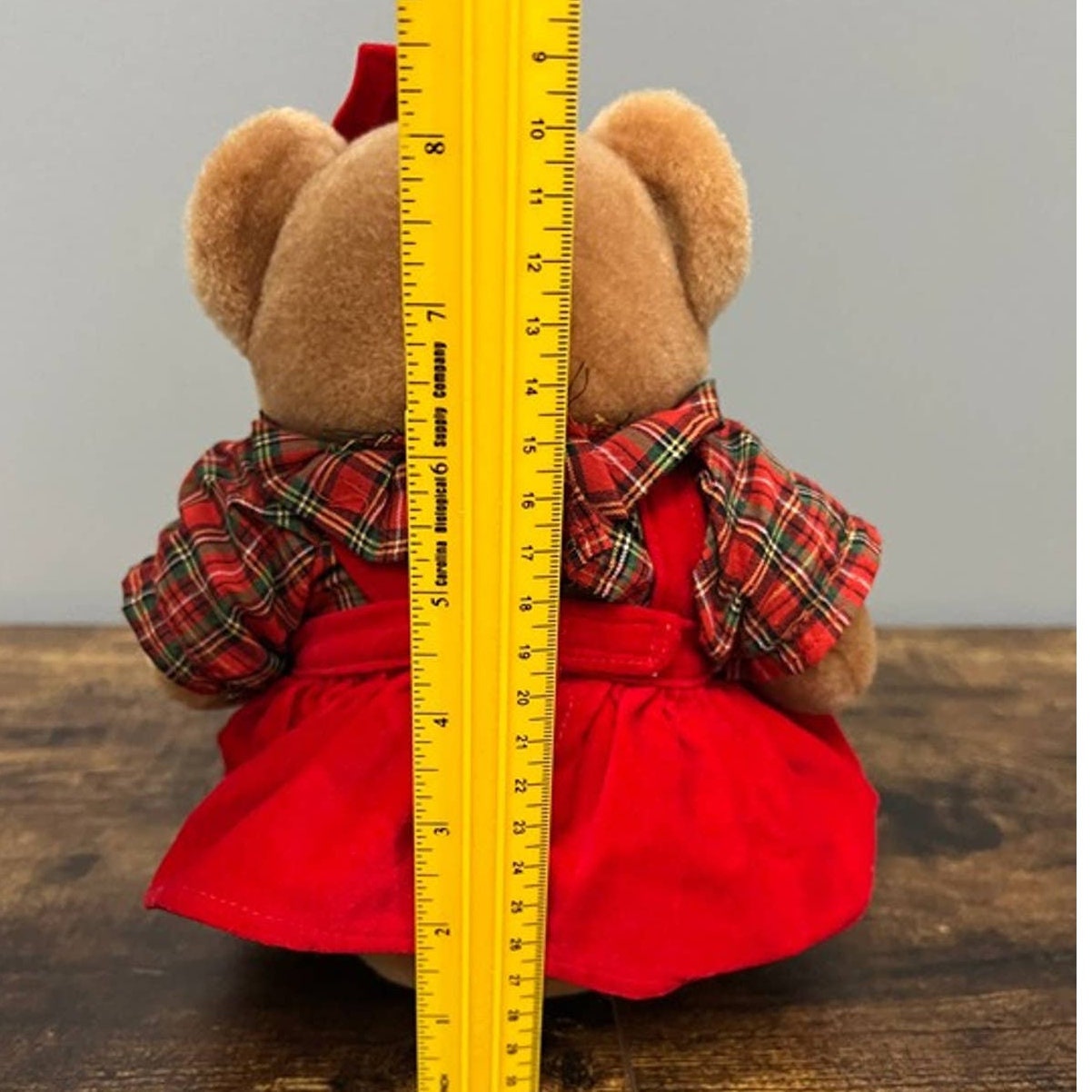 International Silver Bear in Red Plaid Holiday Dress & Bow Plush Vintage -  Etsy