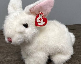 Ty Classic  Bows the White Bunny Rabbit Plush Vintage 1997 w/ Hang Tag