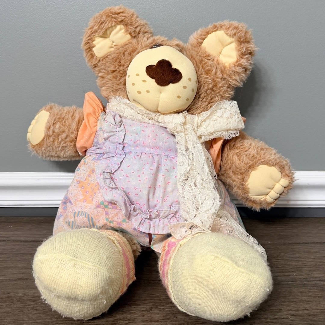 Princess Teddybear ぬいぐるみ Vintage 1985 Furskins Hattie Plush Teddy Bear Stuffed Animal 22