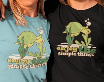 Turtle Enjoy The Simple Things Matching Unisex Jersey Short Sleeve Tee, Shirt for National Turtle Day,Animal Shirt, Enjoy Life, Gift for Her