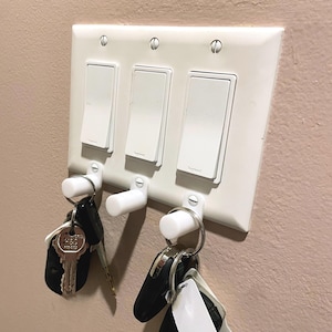 Lichtschalter Schlüsselhalter Haken (3er Pack) - Minimalistische Schlüsselaufbewahrungslösung für Eingangsbereich, Büro oder Schlafzimmer