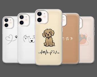 Dog Art Phone Case Paw Minimalistic Puppy Cover for iPhone 17Pro, 16, 15, 14, 13, 12, Samsung S25,S24, S23Fe, S22,A 16, A26,A56, Pixel 10, 9