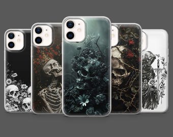 Goth Phone Case Death Skull Gothic Emo Cover for iPhone 17Pro, 16, 15, 14, 13,12, Samsung S25, S24, S23Fe, S22, A16, A26,A56,Pixel 10,9