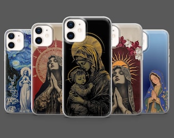 Virgin Mary Phone Case Catholic Religion Cover for iPhone 17Pro, 16, 15, 14, 13,12, Samsung S25, S24, S23Fe, S22, A16, A26, A56, Pixel 10, 9