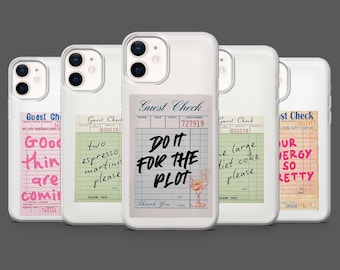 Guest Check Phone Case Large Diet Coke Quote Cover for iPhone 17Pro, 16, 15, 14, 13, 12, Samsung S25,S24, S23Fe,S22,A16,A26,A56, Pixel 10, 9