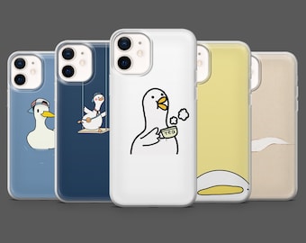Duck Phone Case Funny Goose Minimalistic Cover for iPhone 17Pro, 16, 15, 14, 13, 12, Samsung S25,S24, S23Fe, S22, A16, A26, A56, Pixel 10, 9