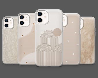 Minimalistic Phone Case Boho Beige Light Cover for iPhone 17Pro, 16, 15, 14, 13,12, Samsung S25, S24, S23Fe, S22, A16, A26, A56, Pixel 10, 9