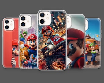 Mario Phone Case Super Mario Luigi Cover for iPhone 17Pro, 16, 15, 14, 13, 12, Samsung S25, S24, S23Fe, S22, A16, A26, A56, Pixel 10, 9