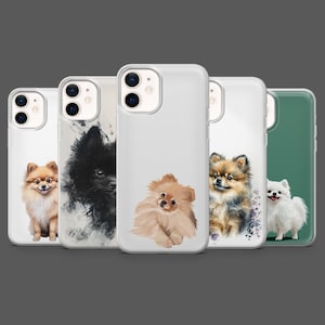 Pomeranian Mobilskal Pom Spitz Hund Valp Skal för iPhone 17Pro, 16, 15, 14, 13, 12, Samsung S25, S24, S23Fe, S22, A16, A26, A56, Pixel 10, 9