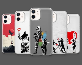 Banksy Phone Case Street Artist Graffiti Cover for iPhone 17Pro, 16, 15, 14, 13,12, Samsung S25, S24, S23Fe, S22, A16, A26, A56, Pixel 10, 9