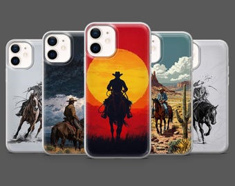 Cowboy Phone Case Western Rodeo Horse Cover for iPhone 17Pro, 16, 15, 14, 13, 12, Samsung S25,S24, S23Fe, S22, A16, A26, A56, Pixel 10, 9