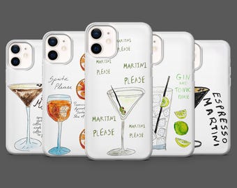 Cocktail Phone Case Summer Spritz Martini Cover for iPhone 17Pro, 16, 15, 14, 13,12, Samsung S25, S24, S23Fe, S22,A16, A26, A56, Pixel 10, 9