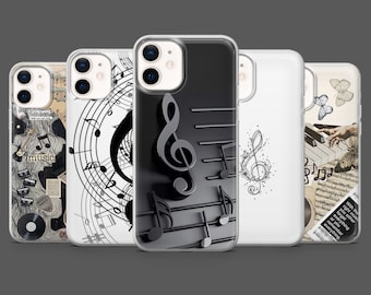 Music Notes Phone Case Piano Clef Classical Music for iPhone 17Pro, 16, 15, 14, 13,12, Samsung S25, S24, S23Fe S22,A16,A26, A56, Pixel 10, 9