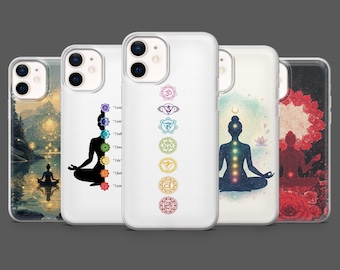 Chakras Phone Case Meditation Yoga Spiritual Zen for iPhone 17Pro, 16, 15, 14, 13,12, Samsung S25, S24, S23Fe, S22, A16, A26,A56, Pixel 10,9