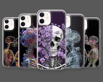 Gothic Phone Case Skeleton Grunge Emo Cover for iPhone 17Pro, 16, 15, 14, 13, 12, Samsung S25, S24, S23Fe, S22, A16, A26, A56, Pixel 10, 9
