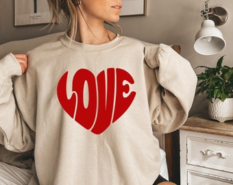 Love Heart Graphic Sweatshirt, Valentine's Day Gift