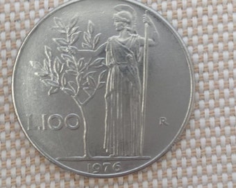 Moneda italiana de 100 L. de 1956 a 1981.