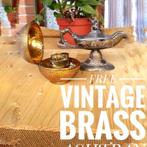 Vintage Brass Table Lighter plus free vintage brass ashtray