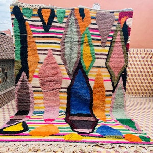 Handwoven Custom Moroccan Rug | Unique Abstract Moroccan Rug | Colorful Handmade Moroccan Rug  | Bohemian Abstract Area Rug | Colorful Rug