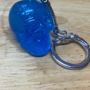 Blue Sparkle Skull Keychain