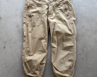 Vintage Y2K American Eagle Khaki Cargo Capri Pants Low Rise Cropped Trousers 2