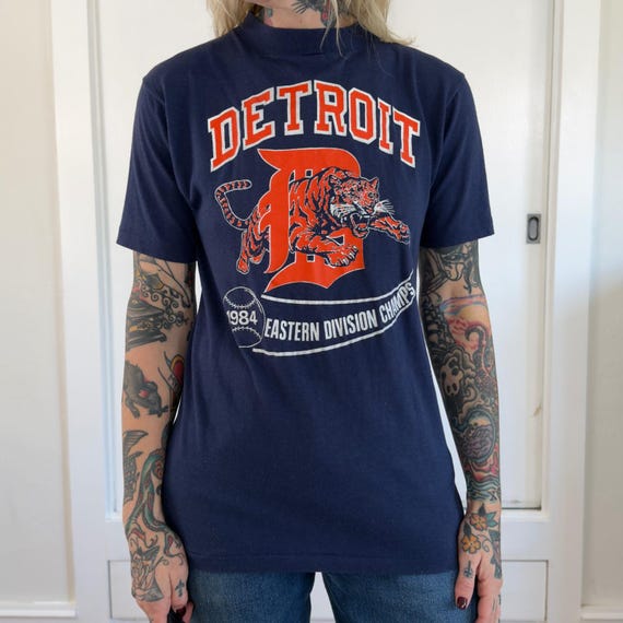 Vintage 1984 Detroit Tigers Artex T-Shirt Mens Medium 80s MLB Division Champs