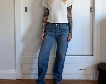 Levis 501XX Vintage 90s USA Mens Straight Leg Button Fly Jeans Blue Denim 33x36