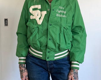 Vintage Pla-Jac by Dunbrooke Kids Green Varsity Jacket Sierra Vista Wildcats 18