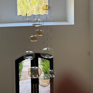 Modern-staircase-lighting Dining-pendant-lighting -CIELO CHANDELIER Entry-light-Irregular-glass-globe-oversized-foyer- led-Custom-chandelier