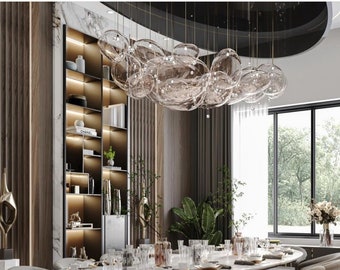 CIELO CHANDELIER- Moderne trapverlichting Dining-onregelmatige wereldbol-oversized-glas-hangerverlichting-led Custom-eetkamerverlichting kroonluchter