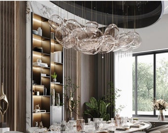 CIELO CHANDELIER- Modern-staircase-lighting  Dining-Irregular globe-oversized-glass-pendant-lighting- led Custom-dining-lighting chandelier