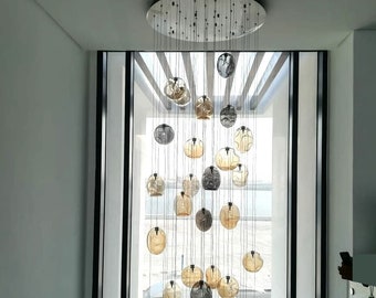 MOACO ART CHANDELIER, moderne kroonluchter met geblazen glas, geblazen glas - MOACO ART CHANDELIER - Op maat gemaakte-eetkamer-kroonluchter-trapverlichting