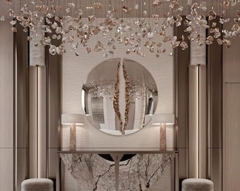 Moderne instapverlichtingsarmatuur, eetkamerverlichting met kroonluchter-led- BIANCO - CHANDELIER - Grote trapverlichting op maat, kroonluchter op maat