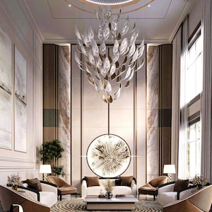 Custom large chandelier- DROP CHANDELIER -Murano art glass chandelier- Staircase Lighting-Led, custom glass pendant lighting, kitchen light