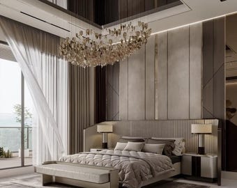 Custom glass chandelier, Art glass Murano, RAIN FOREST CHANDELIER modern dining chandelier, staircase lights, custom entry foyer- lighting