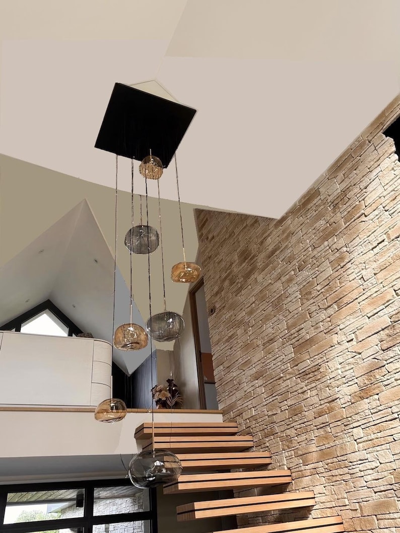 Modern-staircase-pendant-lighting-cielo CHANDELIER- Dining-irregular ...