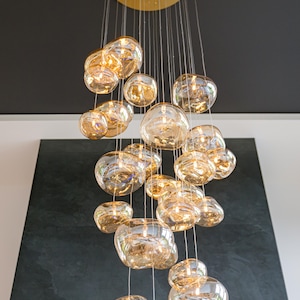 Modern-trappbelysning Matsal-pendelbelysning - CIELO LJUSKRONOR Entrélampa-Oregelbunden-glaskula-överdimensionerad-hall-LED-Specialanpassad-ljuskrona
