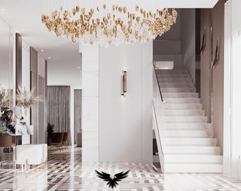 Custom glass chandelier, Art glass Murano, RAIN FOREST CHANDELIER modern dining chandelier, staircase lights, custom entry foyer- lighting