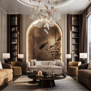 Modern art glass chandelier- SNOWY GLASS LEAVES - contemporary dining chandelier, two story-staircase-lighting led, Modern entry-chandelier.