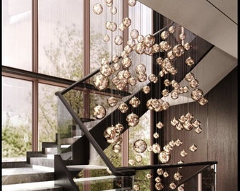 BUBBLE CHANDELIER-foyer-pendant-lighting Modern-two-story-staircase-lights - Custom-dining-chandelier-staircase-lighting Bespoke-chandelier