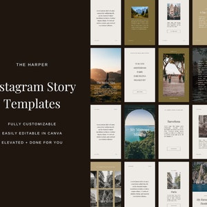 The Harper Elevated Instagram Story Template, Canva Instagram Story Templates, Social Media Templates, Aesthetic Instagram Content