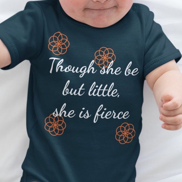 Though She Be But Little She Is Fierce, Shakespeare Baby Bodysuit, Shakespeare Quote, Literature Quote, Baby Girl Outfit, Girl Outfit