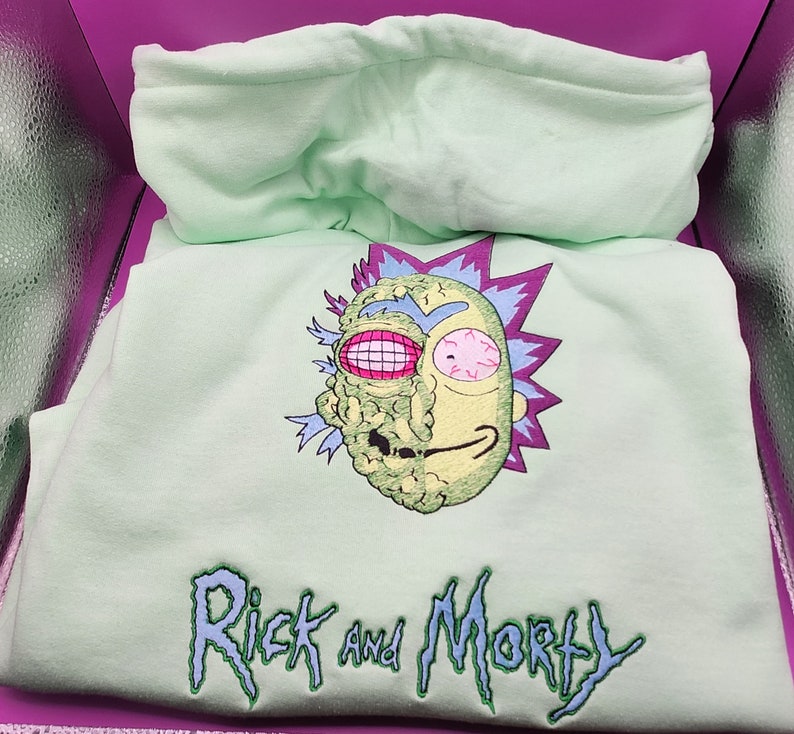 Rick and morty embroidered hoodie Clearance