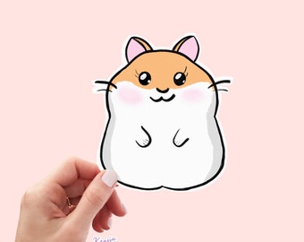 Cute handmade Happy Kawaii Hamster Sticker and Magnet with hand draw effect, Waterproof Sticker for gift, planner, book, laptop stickers
